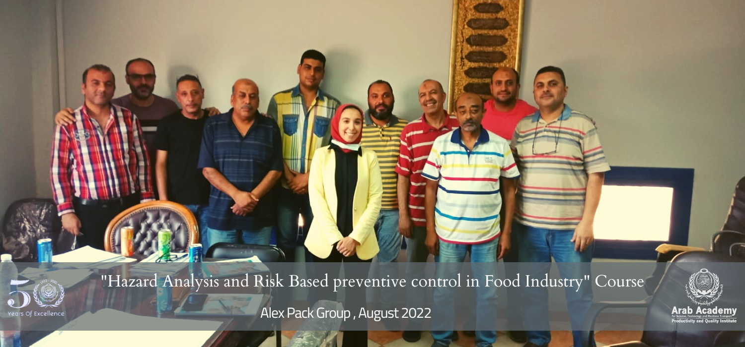 Hazard Analysis and Risk Based preventive control in Food Industry Course