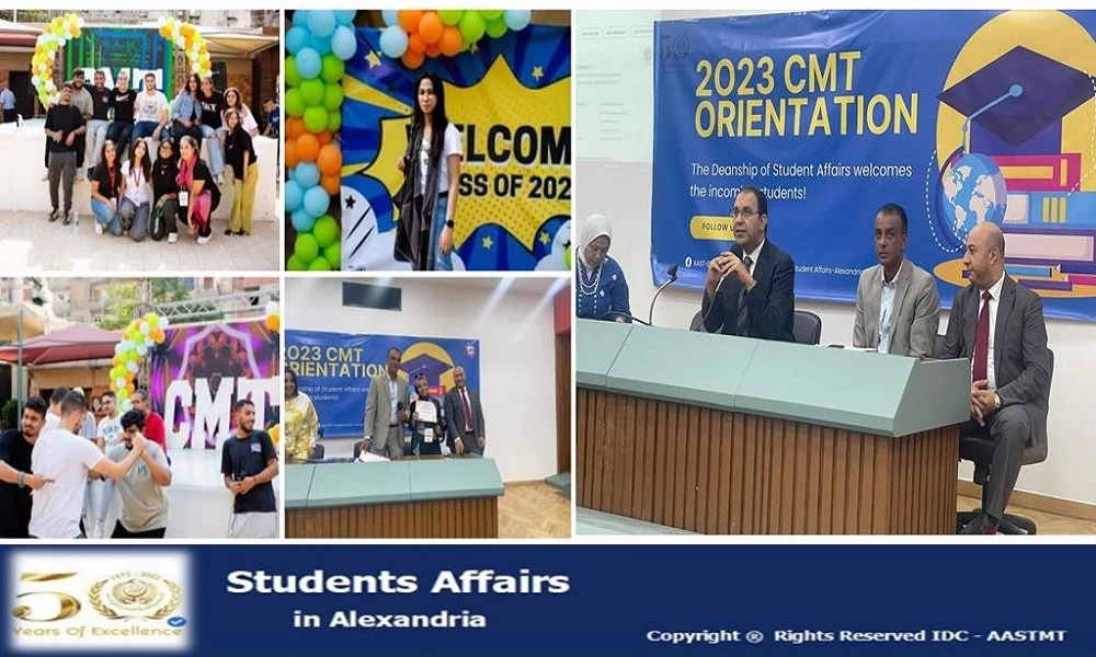 The Department of cultural and social activity in Miami organized a welcome party (ORIENTATION CMT) for new students in the presence of both Professor Dr. / vice dean for education and Dr. / vice dean for Student Affairs and all heads of departments at the College of management and technology3