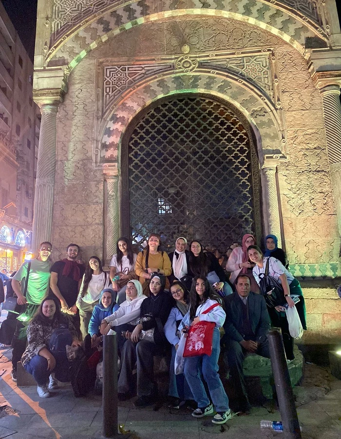 The Department of Cultural and Social Activity in Babi Qir in Alexandria organized a scientific trip for students of the Department of Architecture and Environmental Design at the Faculty of Engineering and Technology to visit the ancient Egypt area and Mosque Square to learn about the architecture of buildings and mosques in certain historical eras on: 2/3/20247