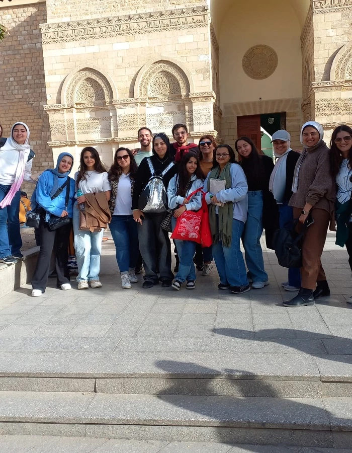 The Department of Cultural and Social Activity in Babi Qir in Alexandria organized a scientific trip for students of the Department of Architecture and Environmental Design at the Faculty of Engineering and Technology to visit the ancient Egypt area and Mosque Square to learn about the architecture of buildings and mosques in certain historical eras on: 2/3/20248