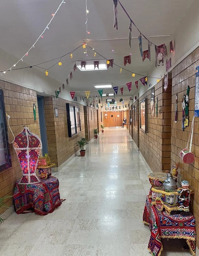 The Department of Cultural and Social Activity, Abu Qir, in Alexandria, decorated the college buildings and entrances with tent fabrics, colored ribbons, crescents, lighting, and distinctive shapes to celebrate the advent of the holy month of Ramadan on 10/3/2024.7