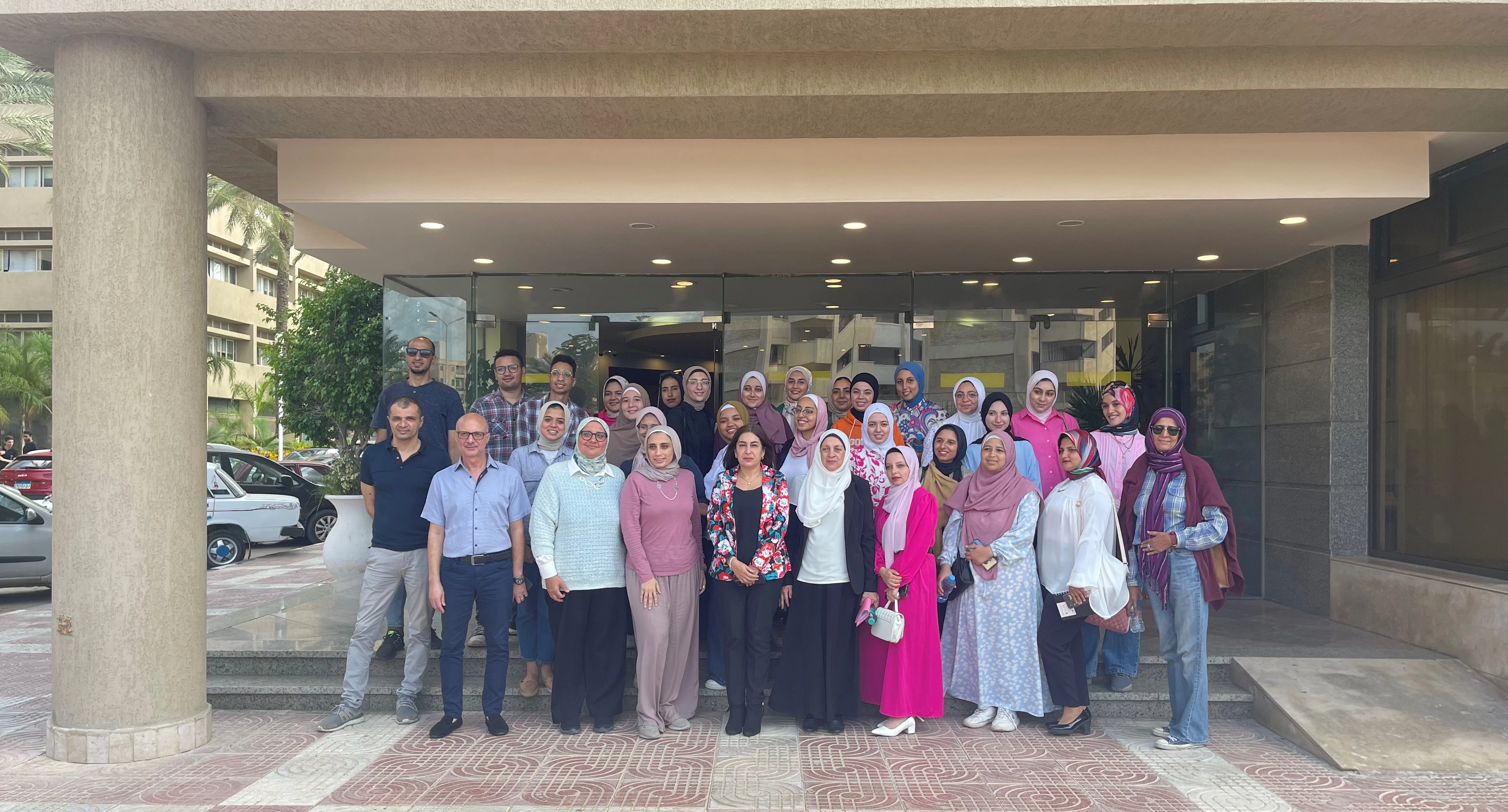 Infront of the main library