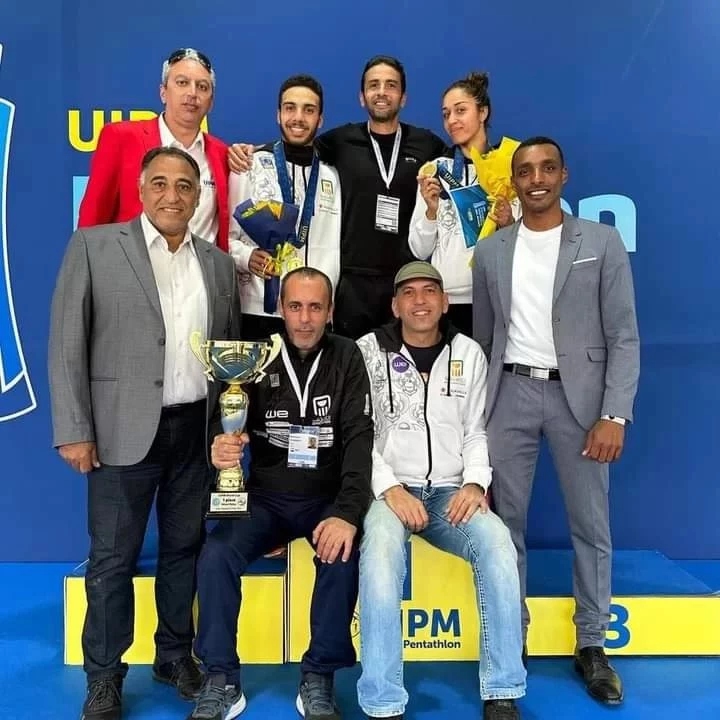 Mohannad Shaaban and Heidi Moussa are crowned with the Gold Medal of the Modern Pentathlon World Cup in the mixed doubles competition