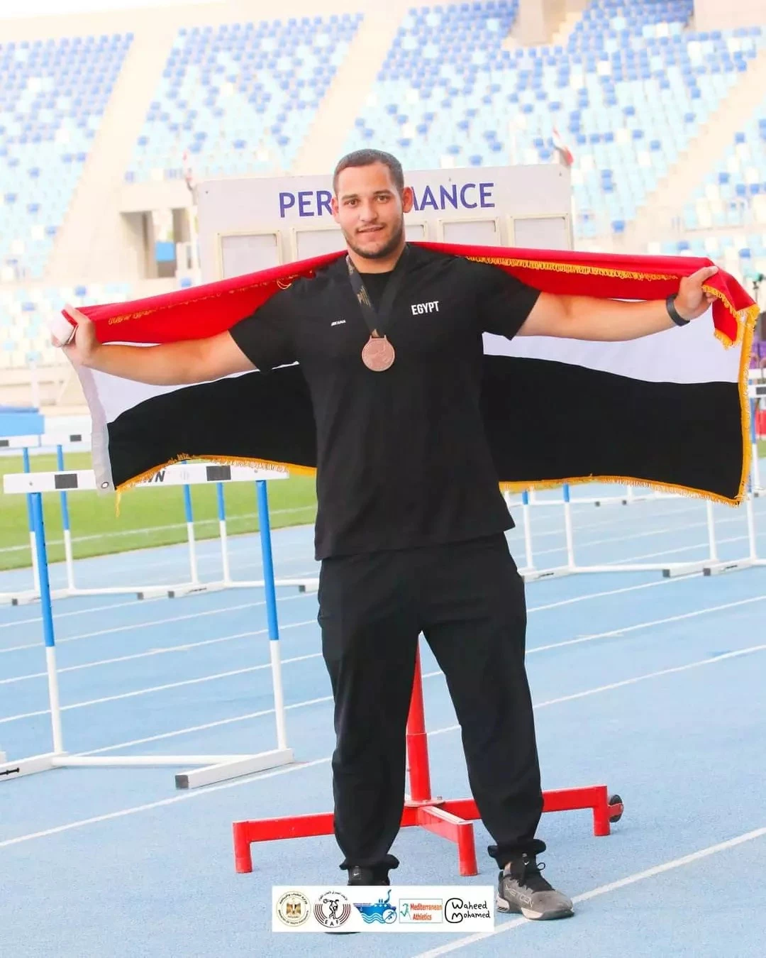 Ahmed Hamdi, enrolled in the College of engineering and Technology, Branch M.The new one was crowned with a bronze discus throw at the Mediterranean athletics U-23 Championships in Ismailia