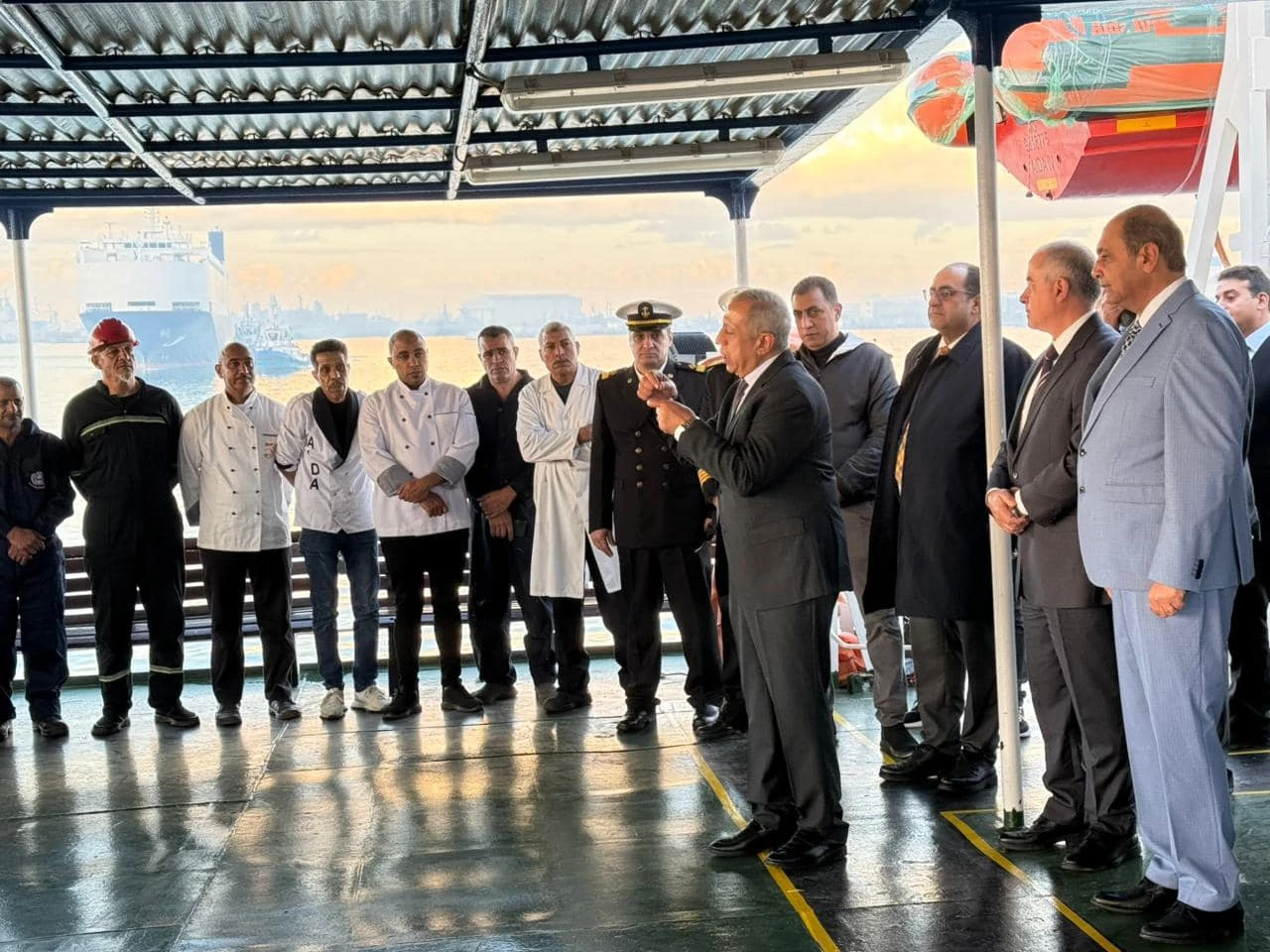 Dr. Ismail Abdel Ghaffar Ismail Farag, President of the Arab Academy for Science, Technology and Transport, made an inspection visit to the training ship Aida 4 at the Alexandria Sea Port19
