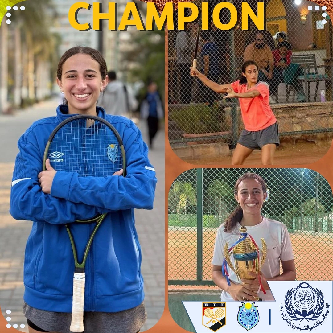 Congratulations from the president of the academy to our heroine (Natalie Polis Mukhtar), the player of the National Tennis Team, Heliopolis Sports Club and the daughter of the Academy