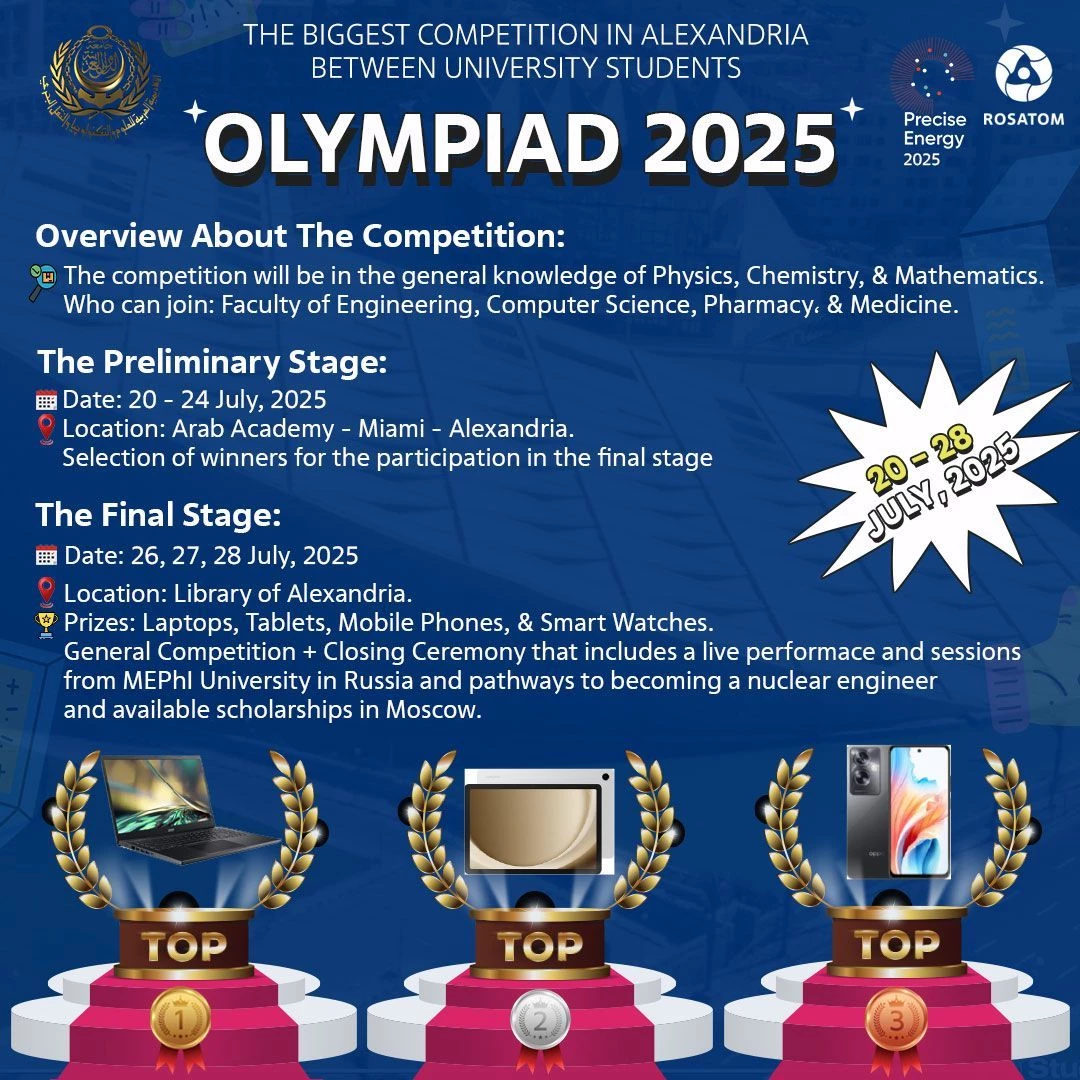 The 2025 Naval Academy Olympics kicks off: a scientific competition for university students in Alexandria, Egypt, from July 20 to 28, 2025.