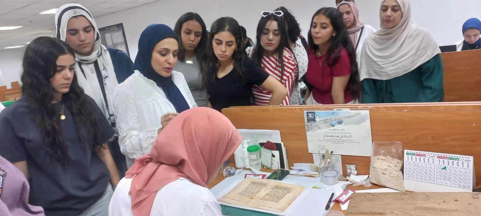 The Cultural and Social Activities Department in Abu Qir organized the first scientific trip for students of the Faculty of Arts and Design to the Manuscript Museum at the Library of Alexandria – October 7 and 8, 20258