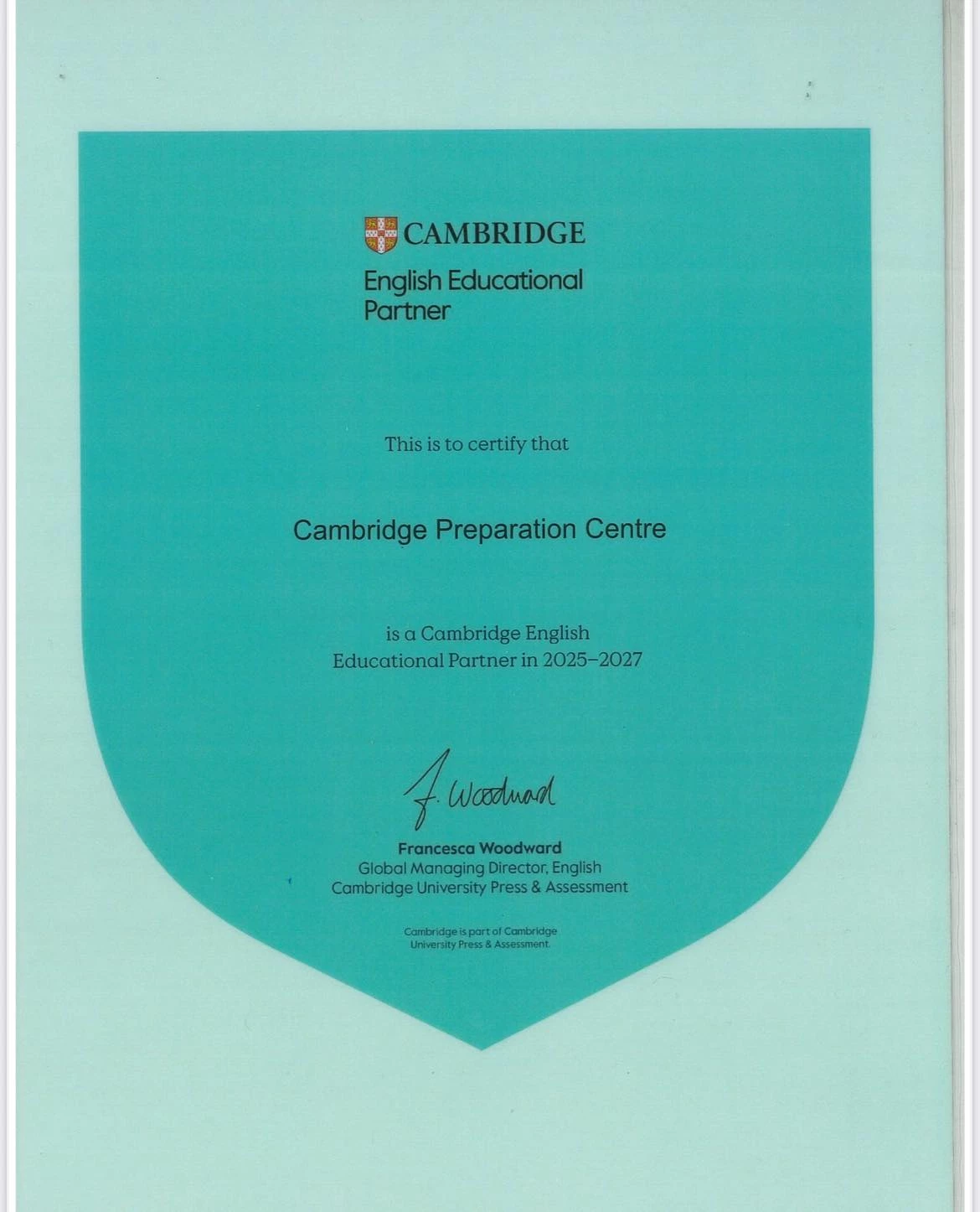 Cambridge Educational Partner مركز الاختبارات الدولية المعتمد بالأكاديمية العربية يحصل على لقب