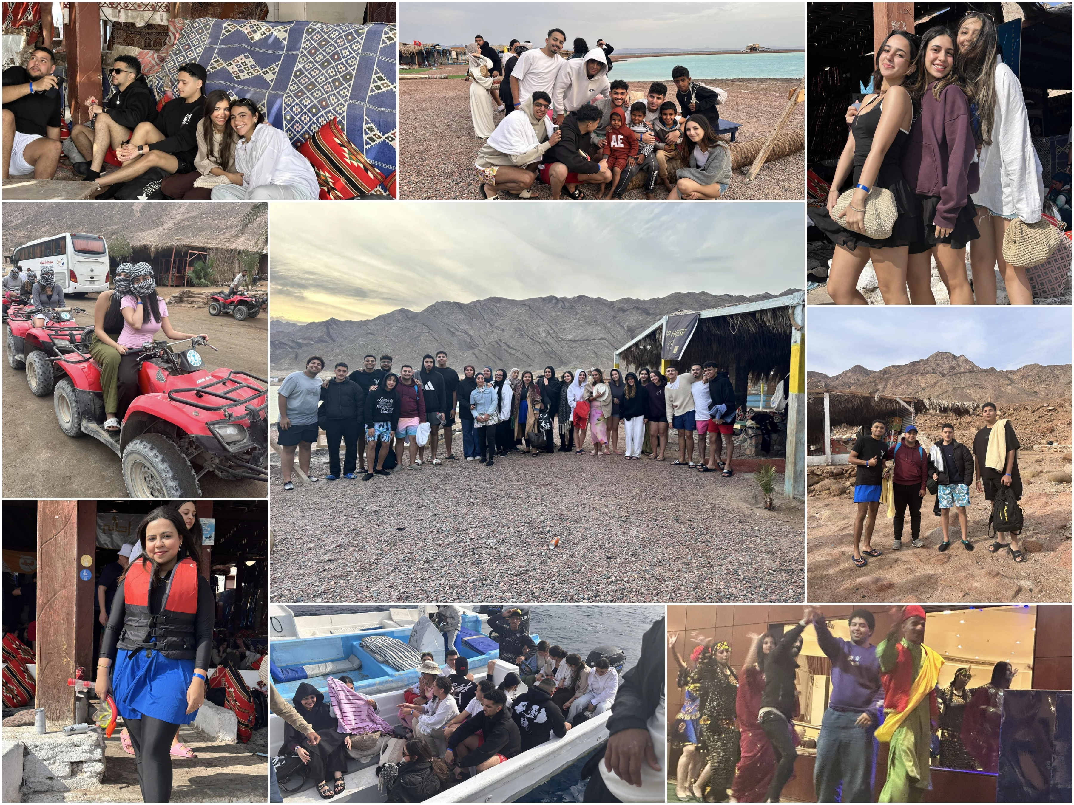The Cultural and Social Activities Department in Miami organized a special student trip to Dahab to boost student morale and energy amidst stunning natural scenery — from Monday, January 19th to Friday, January 23rd, 202615