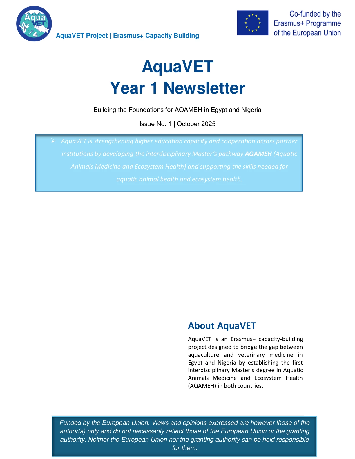 AquaVET Year 1 Newsletter