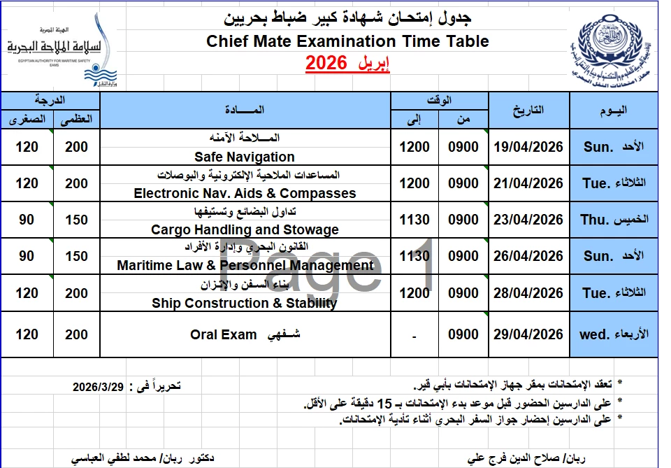 جدول كبير ضباط إبريل 2026