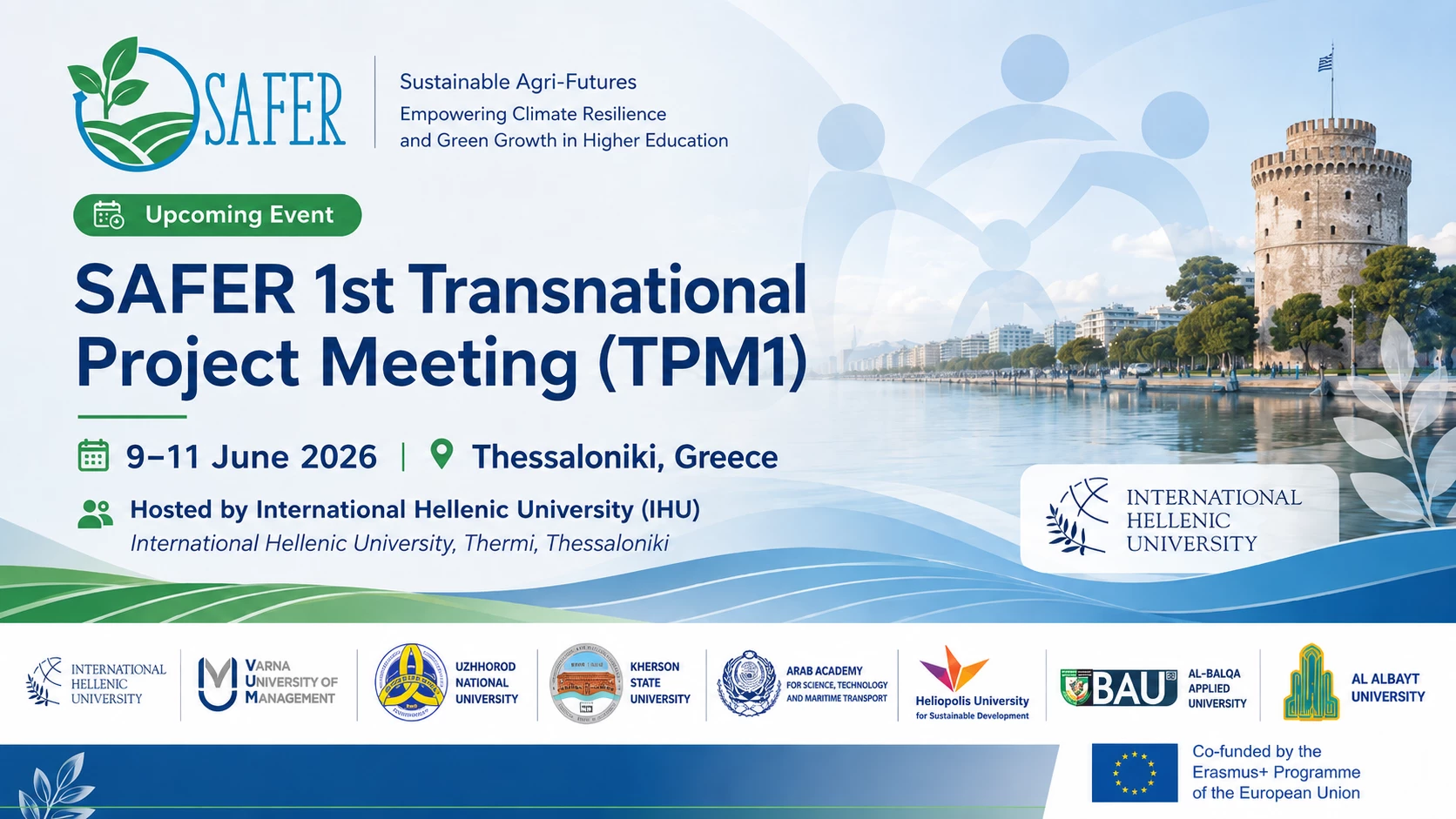 Upcoming SAFER 1st Transnational Project Meeting in Thessaloniki, Greece