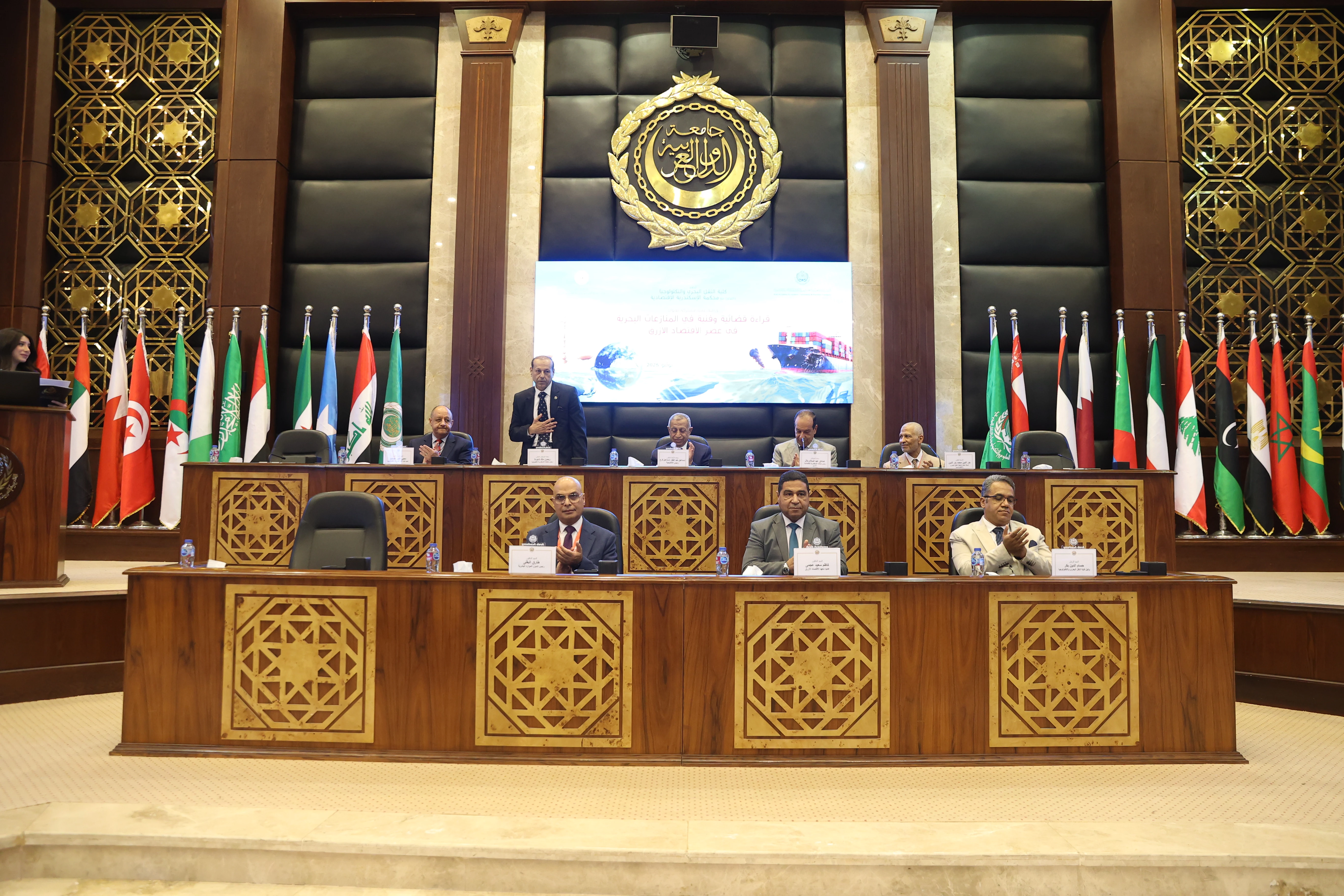 The joint workshop organized by the College of Maritime Transport and Technology in cooperation with the Alexandria Economic Court was launched under the title:  “A Judicial and Technical Reading of Maritime Disputes in the Era of the Blue Economy”18