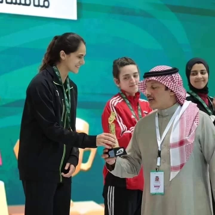 Nour Yousry after winning the women's singles gold at the Arab Badminton Championships in Saudi Arabia Nour Yousry wins the mixed doubles bronze
