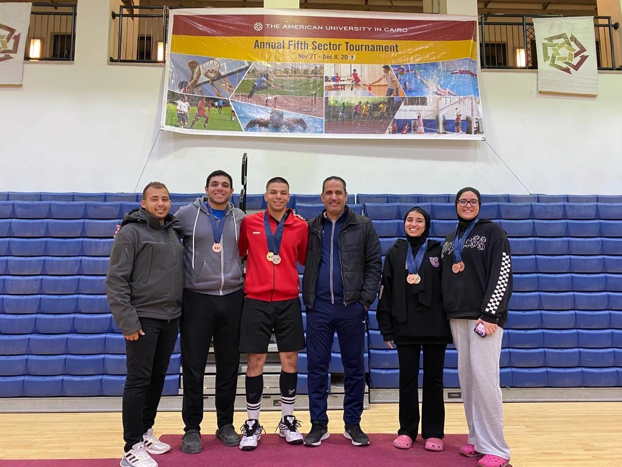 The national team of the Academy in Cairo for badminton is crowned the champion of the student championship and the runner-up of the student championship of the fifth sector of private universities