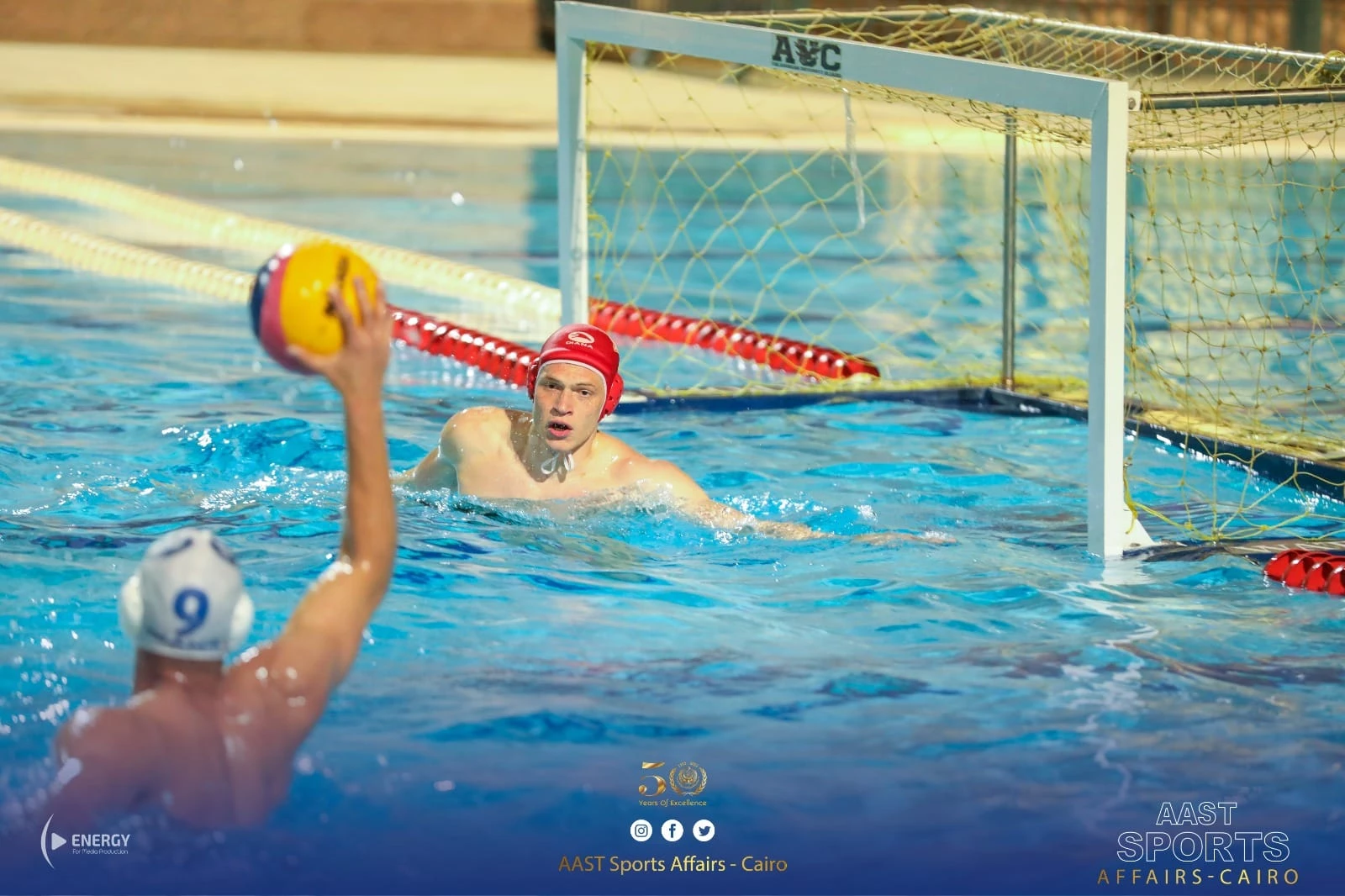 The Academy's water polo team in Cairo wins silver in the championship of private universities held at the American University in Cairo.3