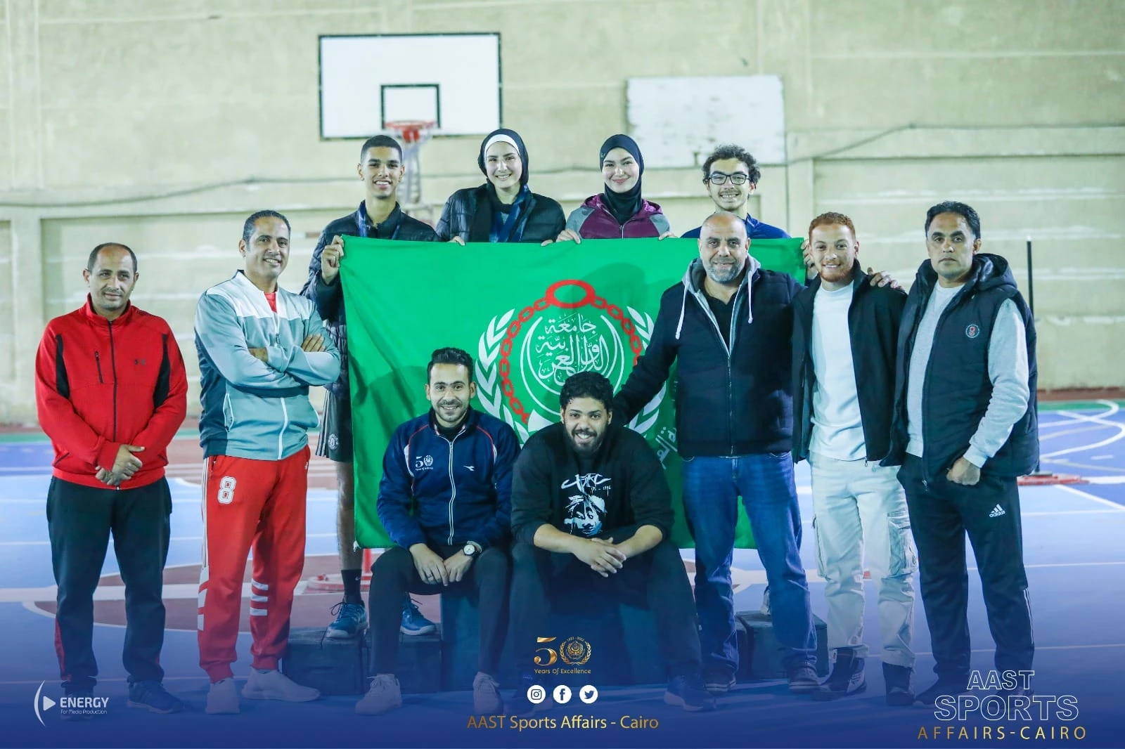The academy was crowned in Cairo with the first place Cup in the student championship and the first place Cup in the female student championship in the private universities Speedball Championship12