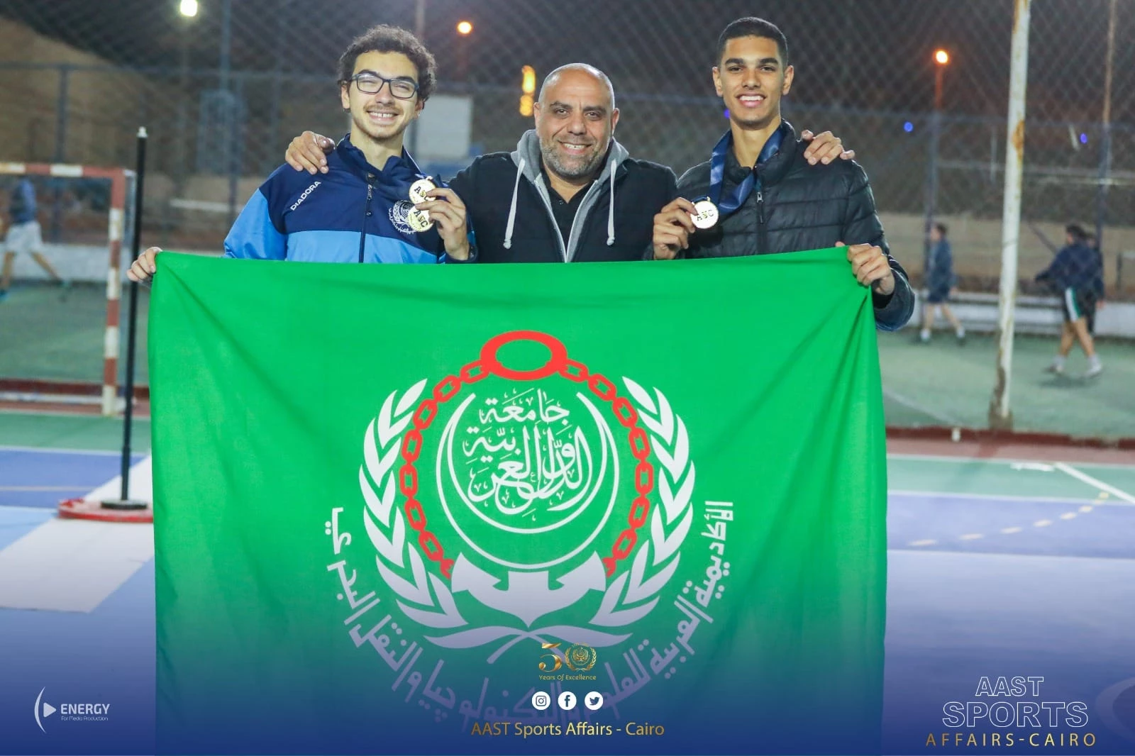 The academy was crowned in Cairo with the first place Cup in the student championship and the first place Cup in the female student championship in the private universities Speedball Championship11